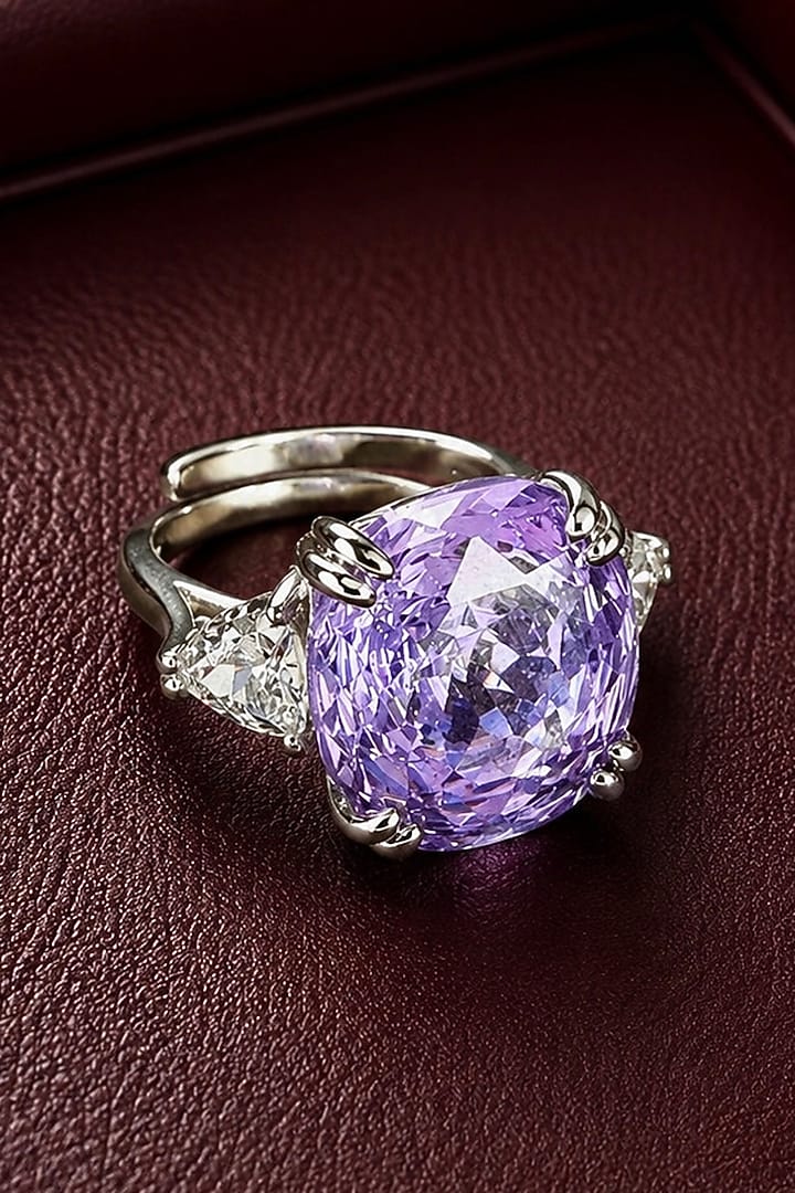 White Finish Purple Synthetic Stone Ring by AVSA Jewels at Pernia's Pop Up Shop