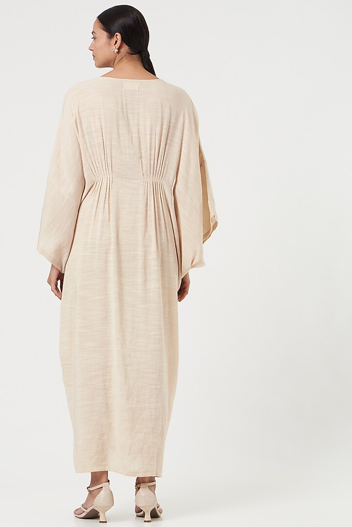 Powder White Handloom Linen Kaftan With Slip by Avaasya Jaipur at Pernia's Pop Up Shop