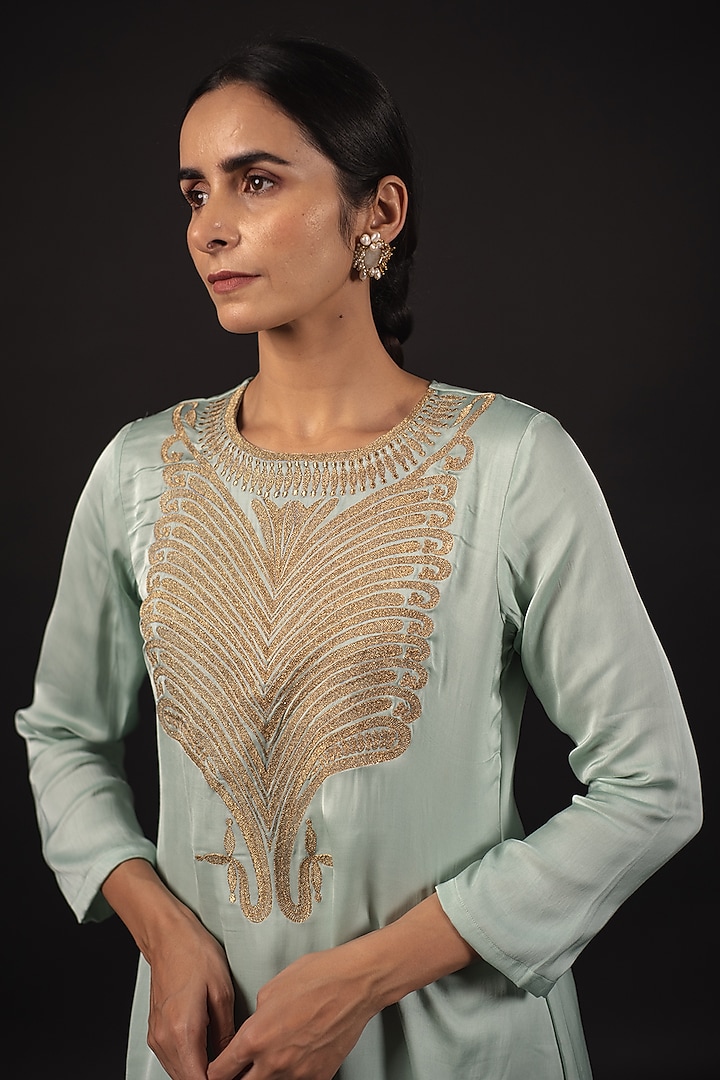 Eucalyptus Modal Satin Dhoti Set by Avaasya Jaipur at Pernia's Pop Up Shop