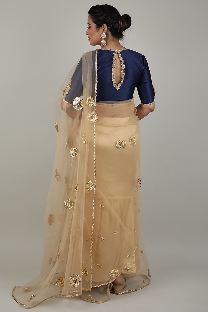 Nude Embroidered Party Wear Saree Set by Ashna Vaswani at Pernia's Pop Up Shop