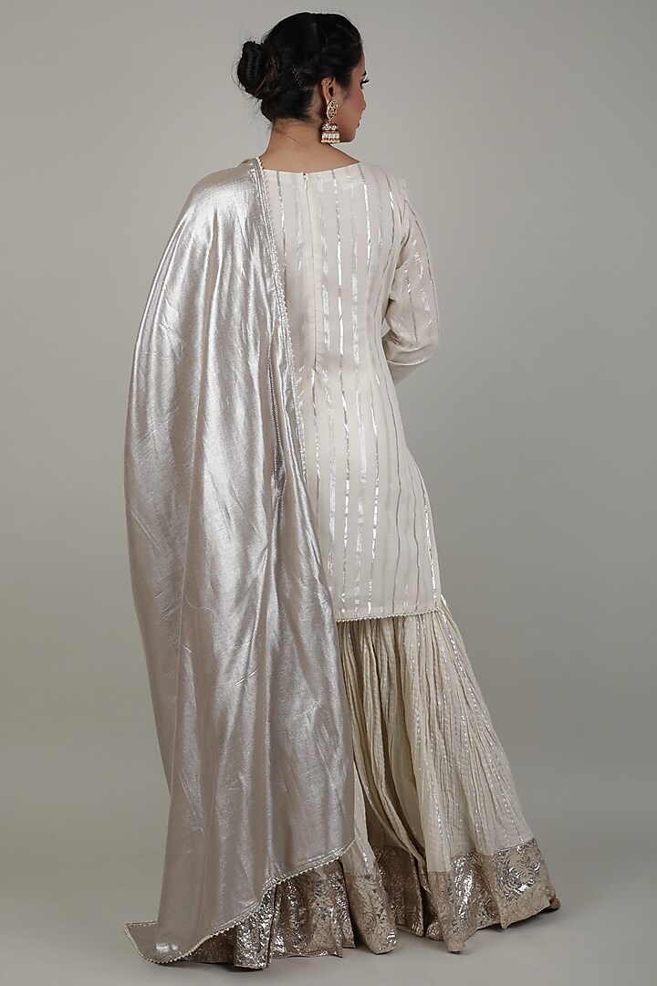 Ivory Cotton Crushed Party Wear Sharara Set by Ashna Vaswani at Pernia's Pop Up Shop