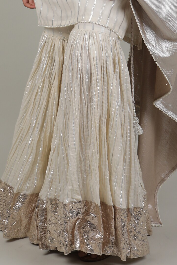 Ivory Cotton Crushed Party Wear Sharara Set by Ashna Vaswani at Pernia's Pop Up Shop