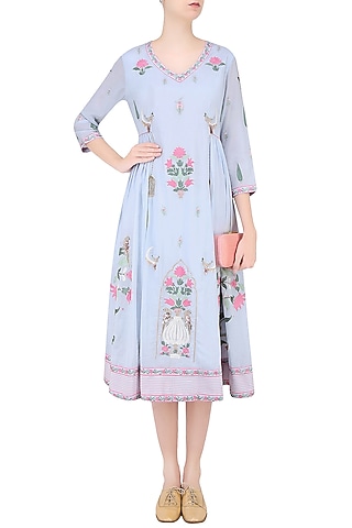 Powder Blue Aari and Beads Embroidered Tunic by Abhishek Vermaa