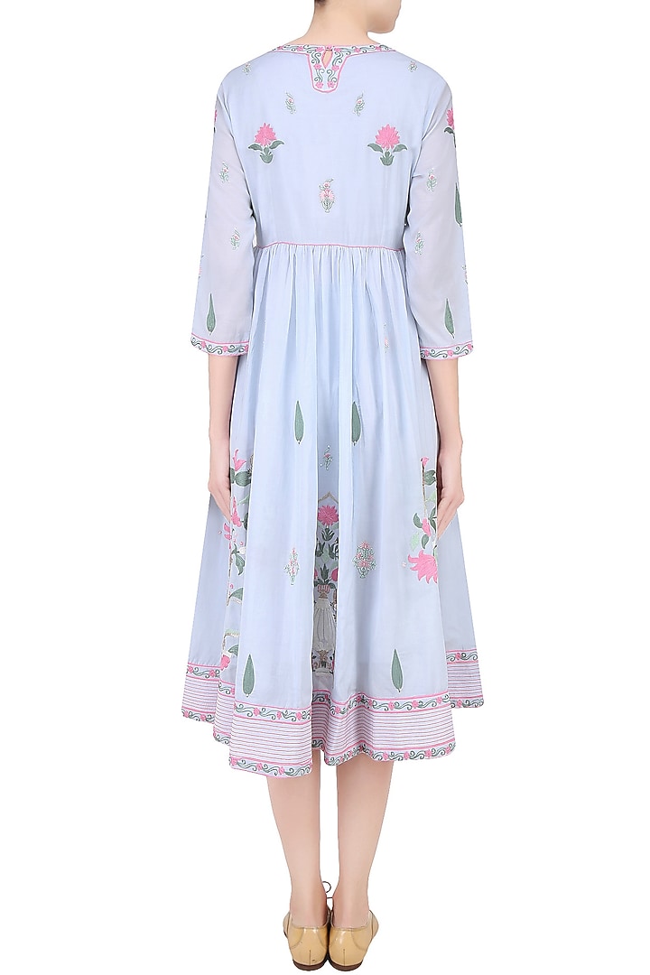 Powder blue aari and beads embroidered tunic available only at Pernia's Pop Up Shop.