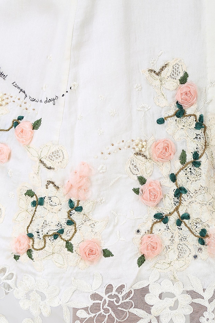 Ivory 3D rose motifs and lace cutwork tunic available only at Pernia's Pop Up Shop.