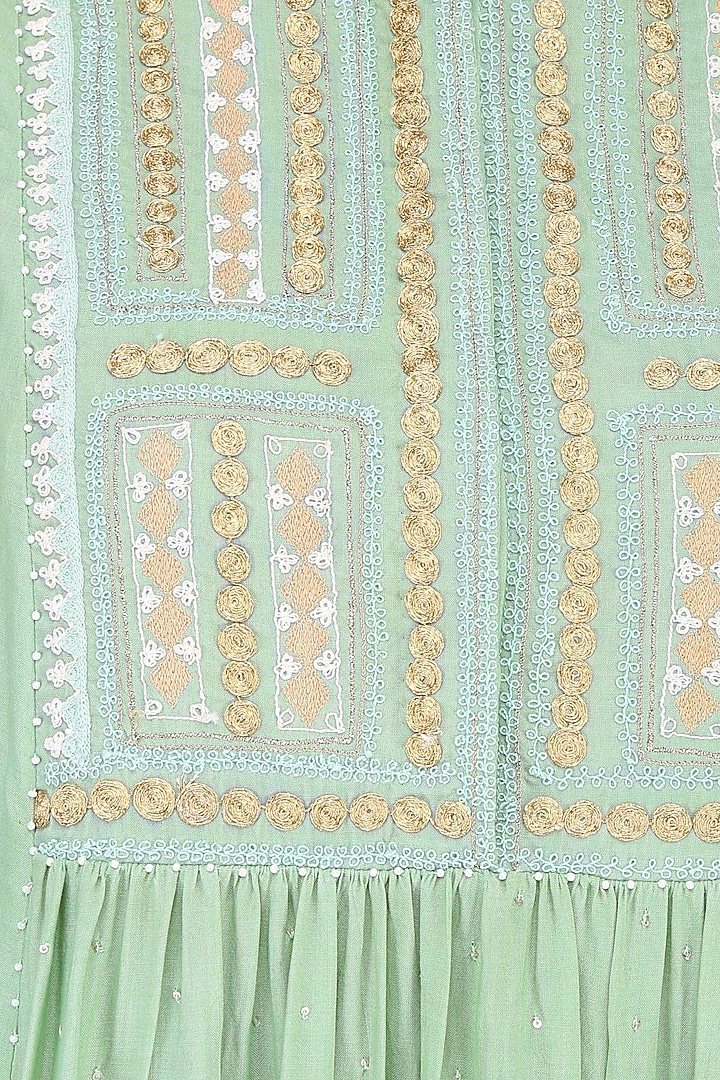 Mint green beads, sequins and kantha stitched tunic available only at Pernia's Pop Up Shop.
