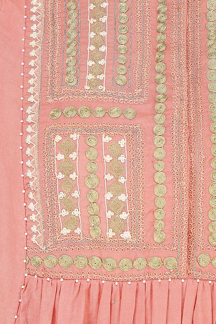 Peach beads, sequins and kantha stitched tunic available only at Pernia's Pop Up Shop.