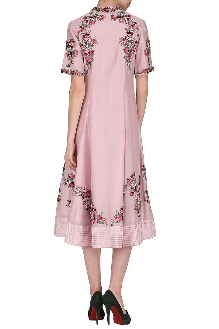 Ivory and pink front open knee length tunic available only at Pernia's Pop Up Shop.