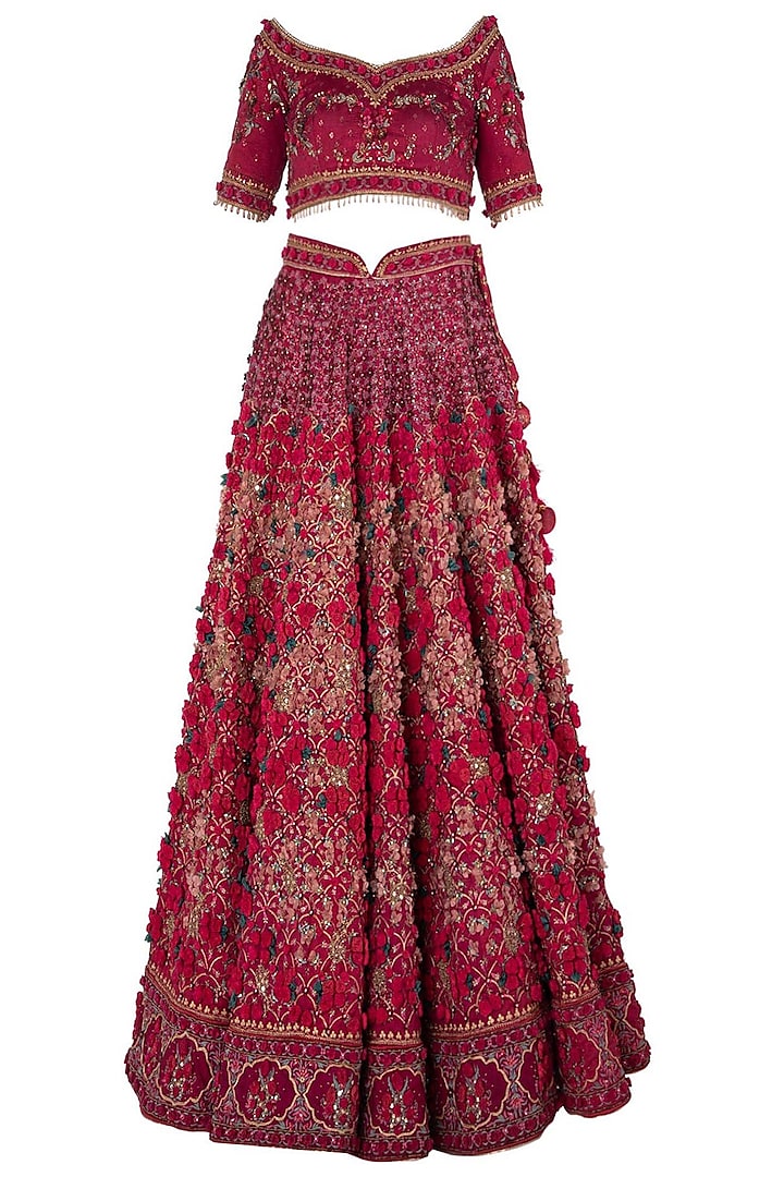 Wine red embroidered lehenga set available only at Pernia's Pop Up Shop ...