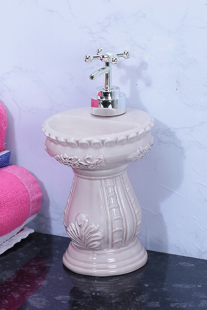 Pink Ceramic Sink-Shaped Soap Dispenser by A Vintage Affair