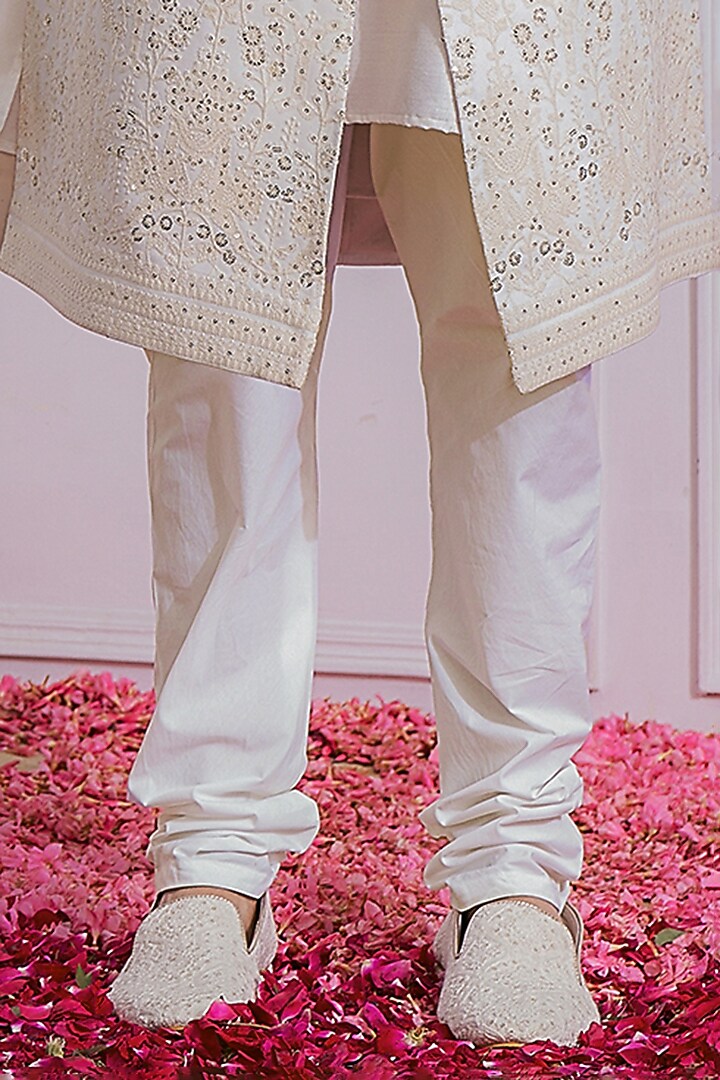 Off-White Hand Embroidered Groom Sherwani Set by Ankit V Kapoor at Pernia's Pop Up Shop
