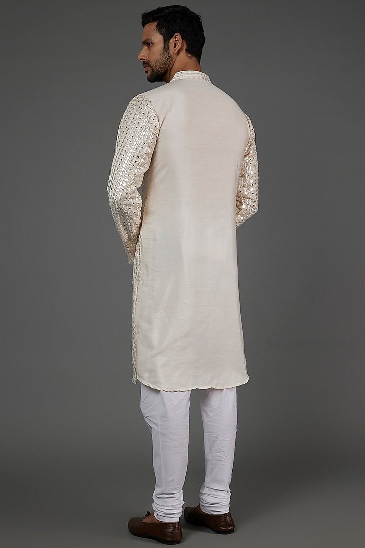 Champagne Gold Embroidered Kurta Set by Ankit V Kapoor at Pernia's Pop Up Shop