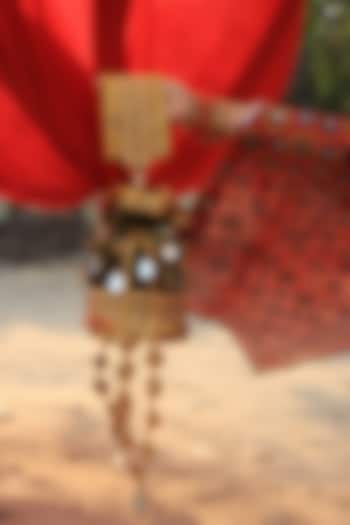 Wine Silk Velvet Gota Patti Embroidered Bucket Bag by AYE VI at Pernia's Pop Up Shop