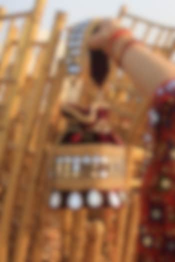 Mehendi Green Silk Velvet Hand Embroidered Bucket Bag by AYE VI at Pernia's Pop Up Shop