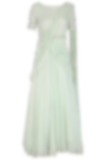 Mint Green Embroidered Gown by AWIGNA by Varsha and Rittu