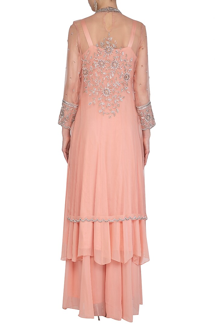 Peach Embroidered Wedding Anarkali Set by AWIGNA by Varsha and Rittu at Pernia's Pop Up Shop