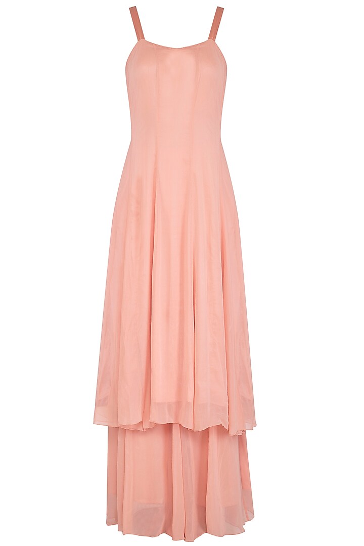 Peach Embroidered Wedding Anarkali Set by AWIGNA by Varsha and Rittu at Pernia's Pop Up Shop