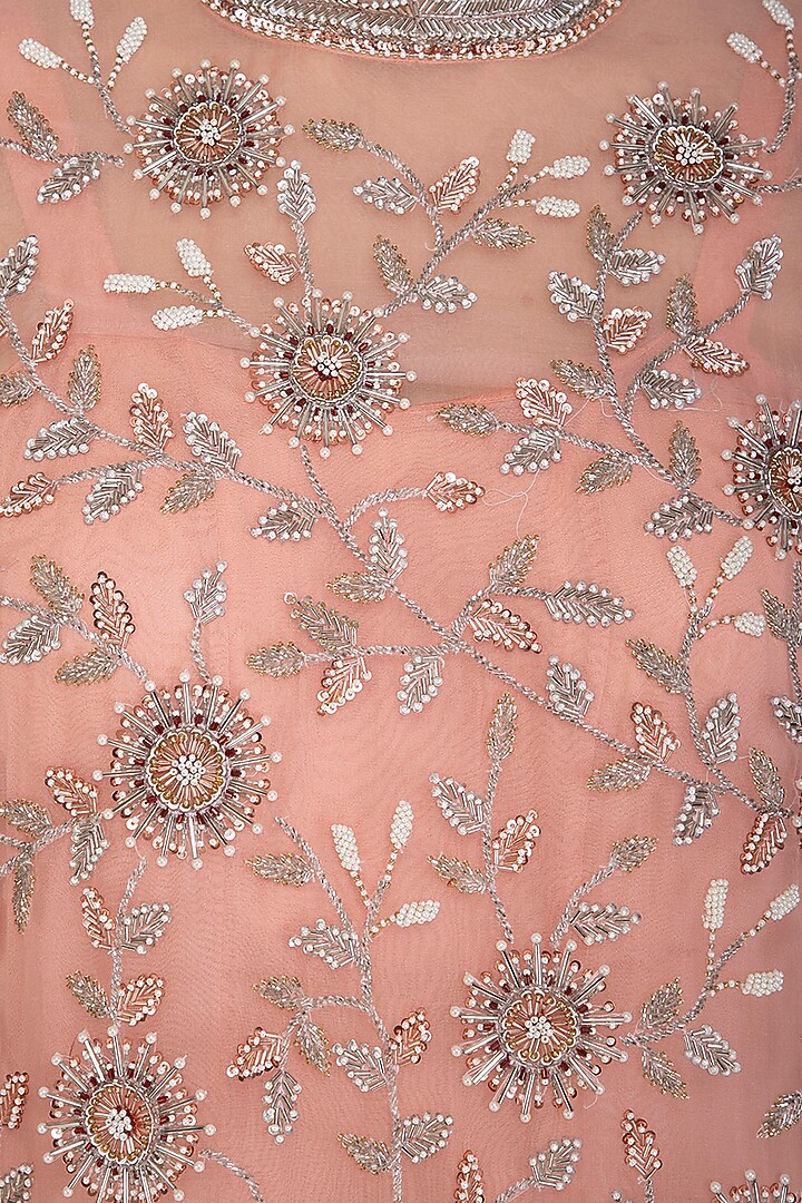 Peach Embroidered Wedding Anarkali Set by AWIGNA by Varsha and Rittu at Pernia's Pop Up Shop