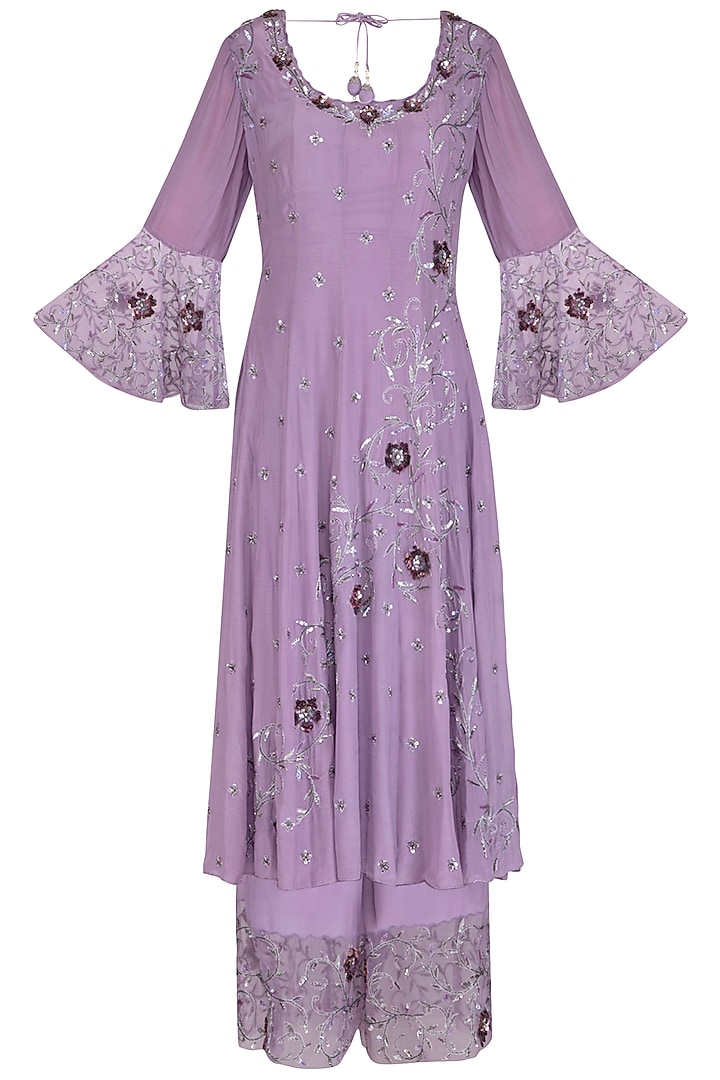 Lilac Embroidered Anarkali Set by AWIGNA by Varsha and Rittu