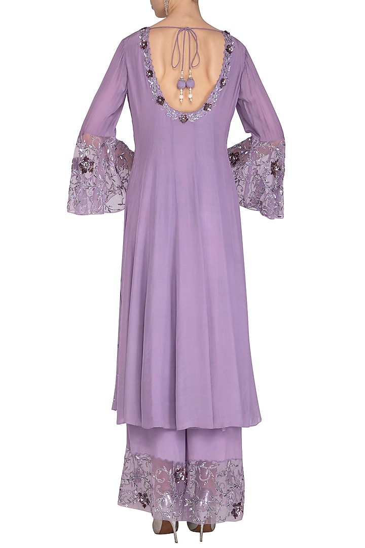 Lilac Embroidered Wedding Anarkali Set by AWIGNA by Varsha and Rittu at Pernia's Pop Up Shop