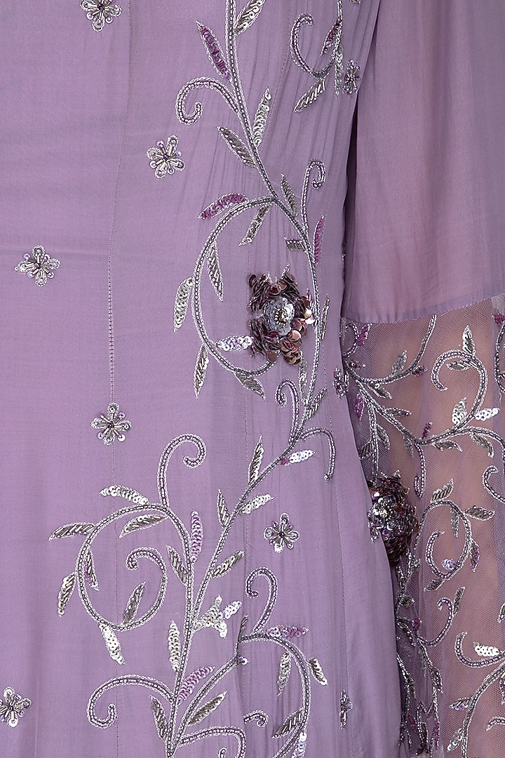 Lilac Embroidered Wedding Anarkali Set by AWIGNA by Varsha and Rittu at Pernia's Pop Up Shop