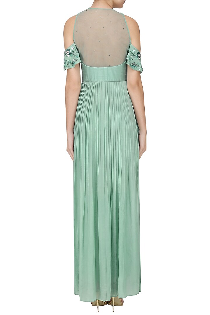 Pistachio green embroidered kurta with pants set available only at Pernia's Pop Up Shop.