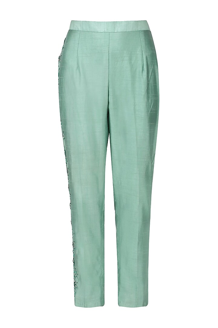 Pistachio green embroidered kurta with pants set available only at Pernia's Pop Up Shop.