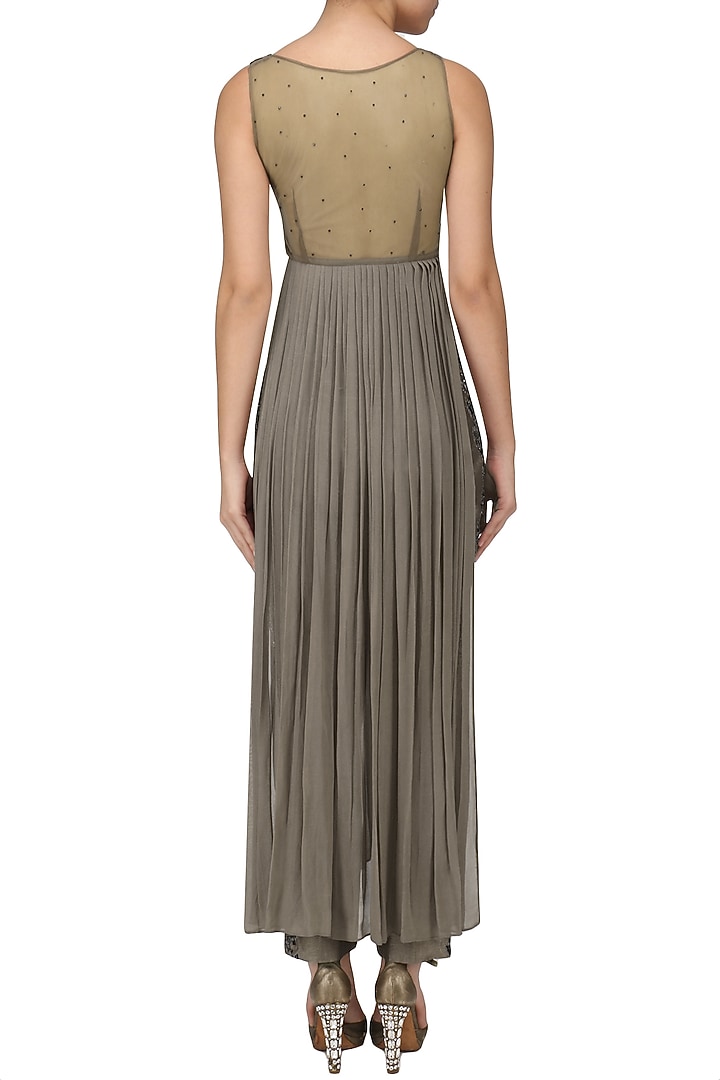 Beige embroidered kurta with pants set available only at Pernia's Pop Up Shop.