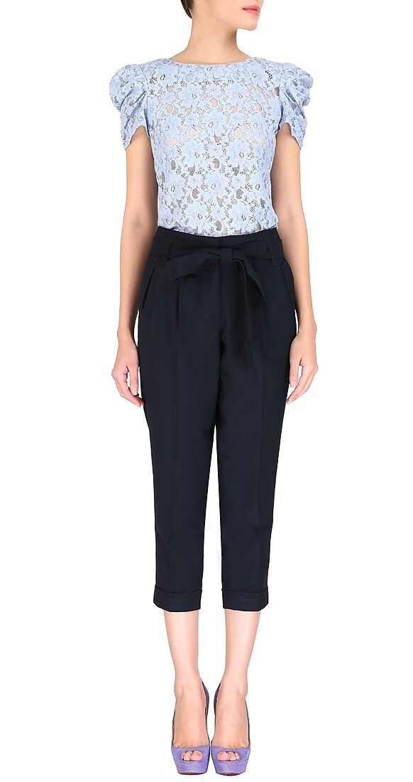 Black cropped pants with front knot available only at Pernia's Pop Up Shop.