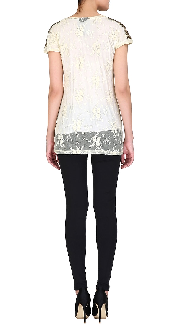 Lace top with embellished shoulders available only at Pernia's Pop Up Shop.