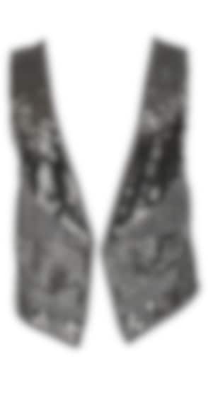 All-over embellished black waist coat available only at Pernia's Pop Up Shop.