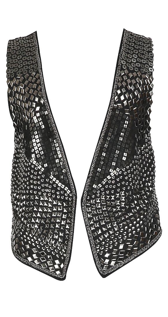 All-over embellished black waist coat available only at Pernia's Pop Up Shop.