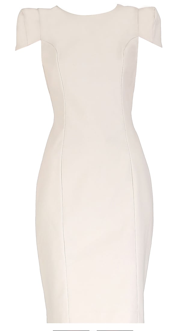  Off-white knee length shift dress with structured sleeves available only at Pernia's Pop Up Shop