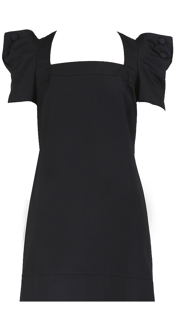  Black short dress with structured sleeves available only at Pernia's Pop Up Shop. 