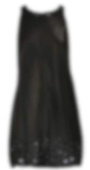 Metallic green leather dress with embellished yoke and hem available only at Pernia's Pop Up Shop. 