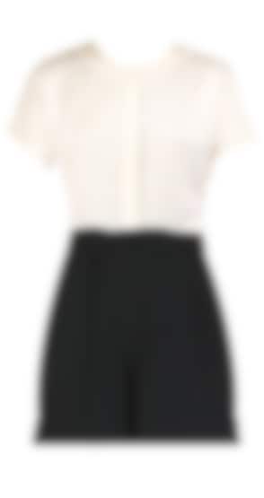 Black and white playsuit with pintuck detailing available only at Pernia's Pop Up Shop.