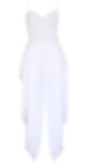 Long white bra dress with a slit in the front available only at Pernia's Pop Up Shop.
