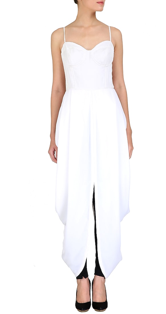  Long white bra dress with a slit in the front  available only at Pernia's Pop Up Shop.  