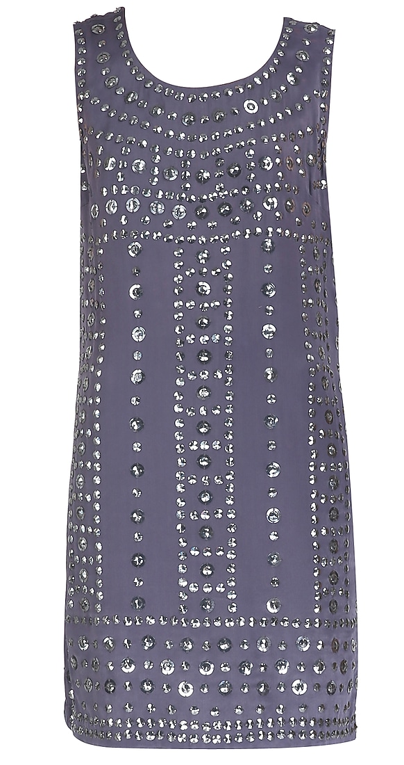 Purple grey all-over embellished dress available only at Pernia's Pop Up Shop.
