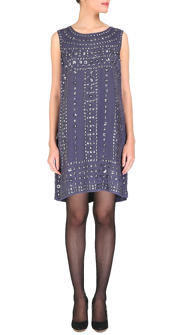 Purple grey all-over embellished dress available only at Pernia's Pop Up Shop.