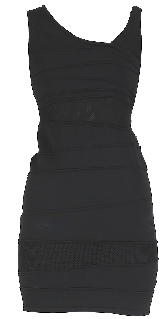  Short black bandage dress with asymmetrical straps available only at Pernia's Pop Up Shop. 