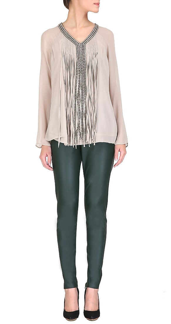 Military green leather pants available only at Pernia's Pop Up Shop.