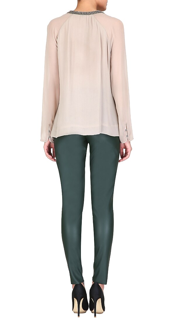 Military green leather pants available only at Pernia's Pop Up Shop.