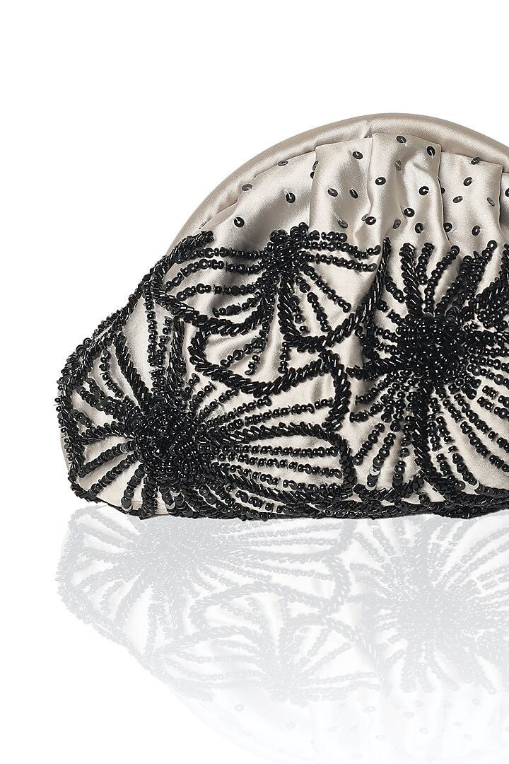 Black & Ivory Duchesse Silk Satin Sequins Embroidered Clutch by AYE VI at Pernia's Pop Up Shop