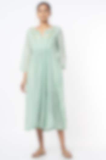 Mint Hand Embroidered Multi-Paneled Summer Dress by AYAKA at Pernia's Pop Up Shop
