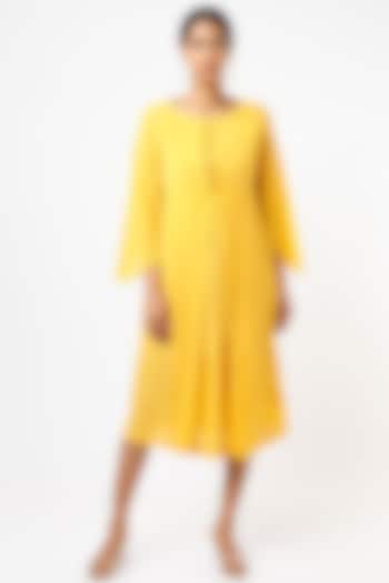 Yellow Pleated A-Line Summer Dress by AYAKA at Pernia's Pop Up Shop