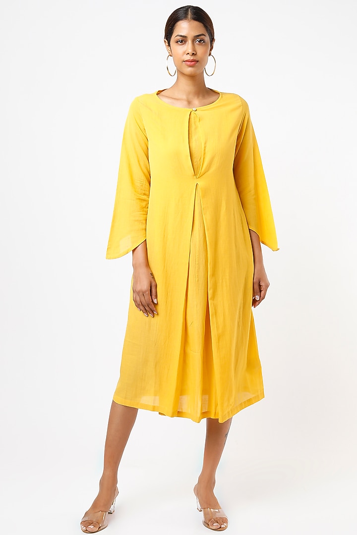 Yellow Pleated A-Line Summer Dress by AYAKA at Pernia's Pop Up Shop