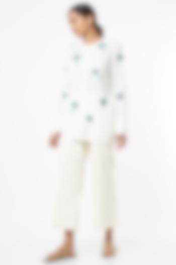 White Hand Embroidered Top by AYAKA at Pernia's Pop Up Shop