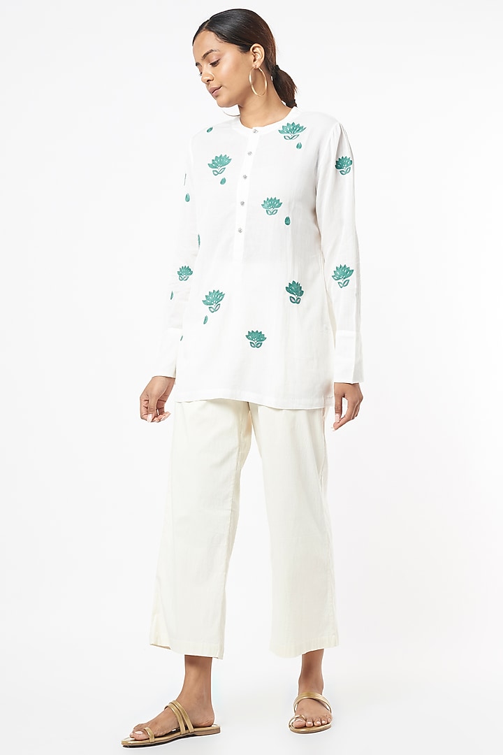 White Hand Embroidered Top by AYAKA at Pernia's Pop Up Shop