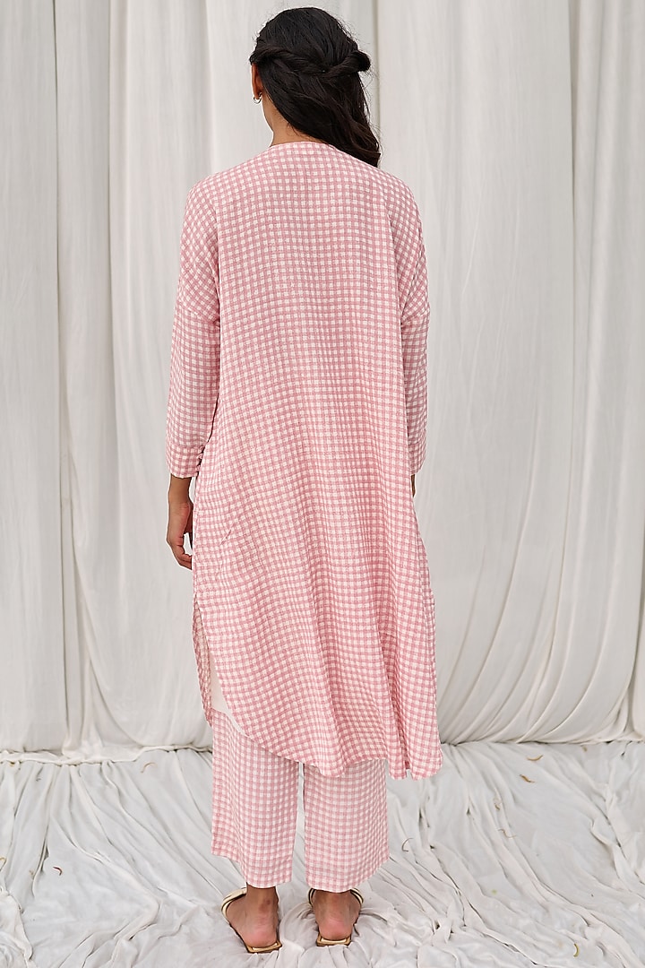 Pink Cotton Printed & Embroidered Tunic by AYAKA at Pernia's Pop Up Shop